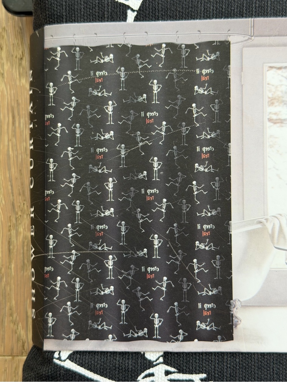 October Sky Skeleton Black Shower Curtain - Picture 4 of 4